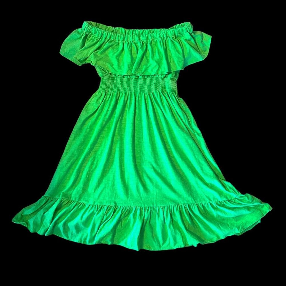 Lilly Pulitzer 100% Pima Cotton Neon Green Strapless Y2K Dress S - Picture 5 of 6